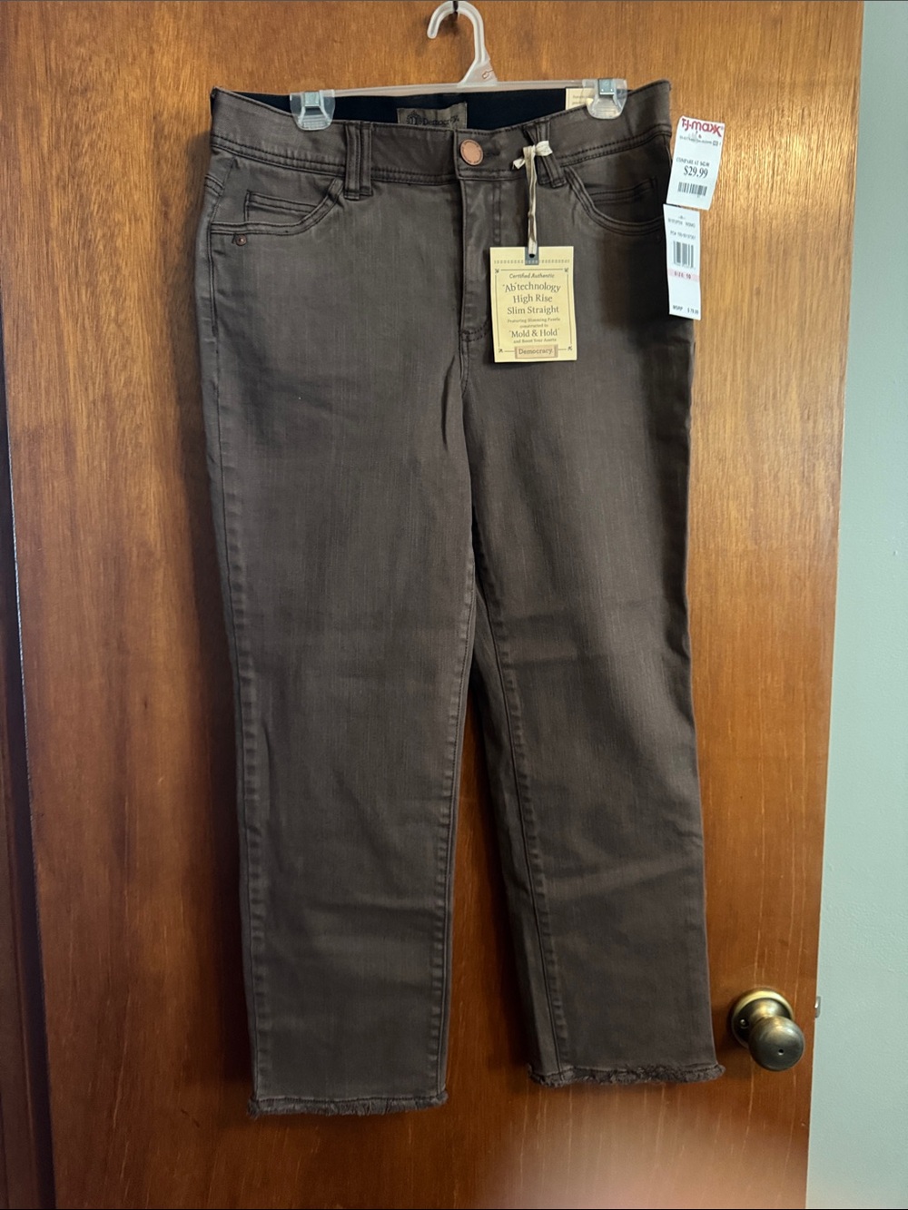 Democracy High-Rise Slim Straight Jeans — Brown